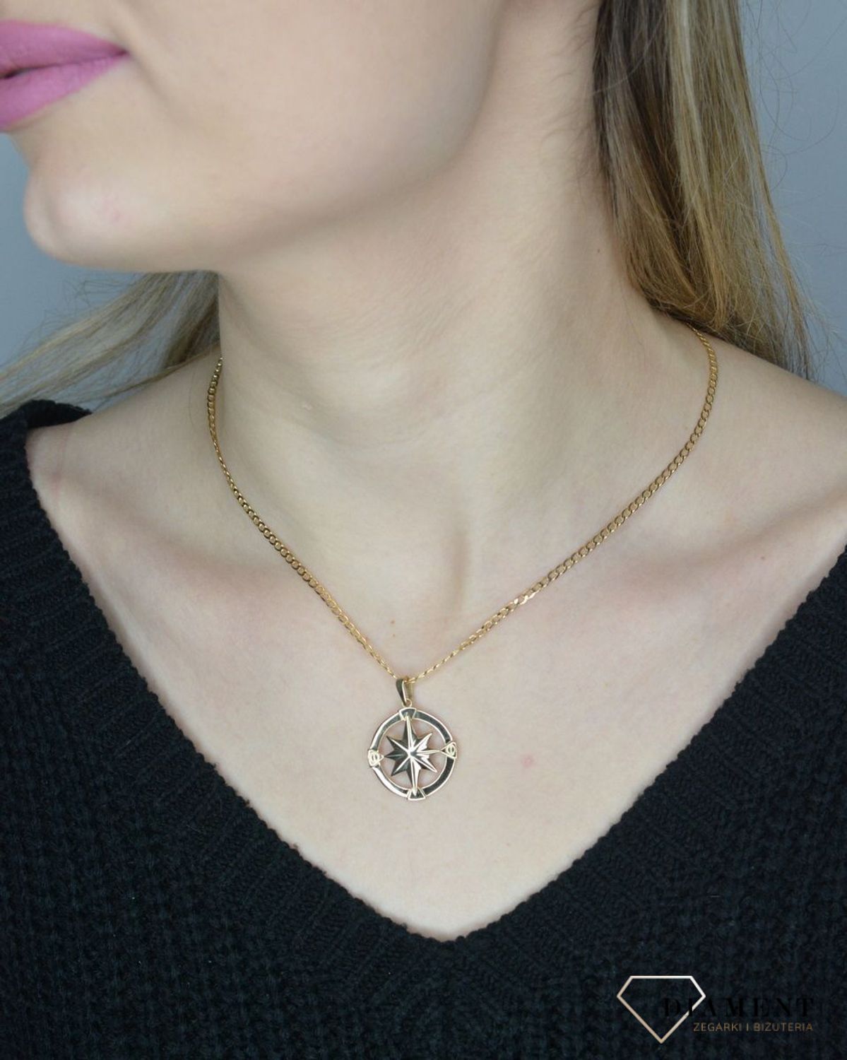 Złota zawieszka 585 róża wiatrów ZA 2563 585.jpg